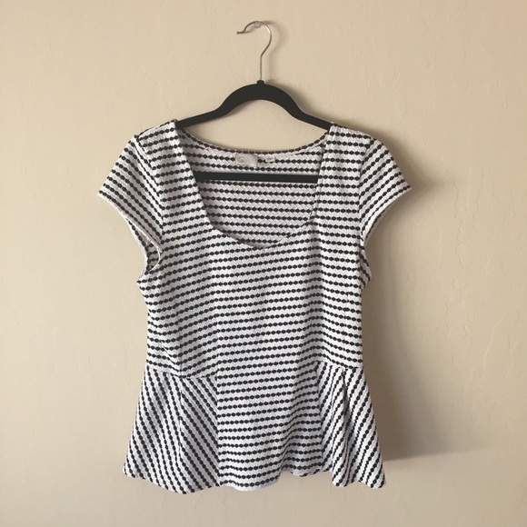 Anthropologie Tops - SALE Anthropologie Postcard black/white peplum top